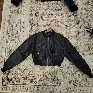 Forever 21 leather cropped bomber jacket